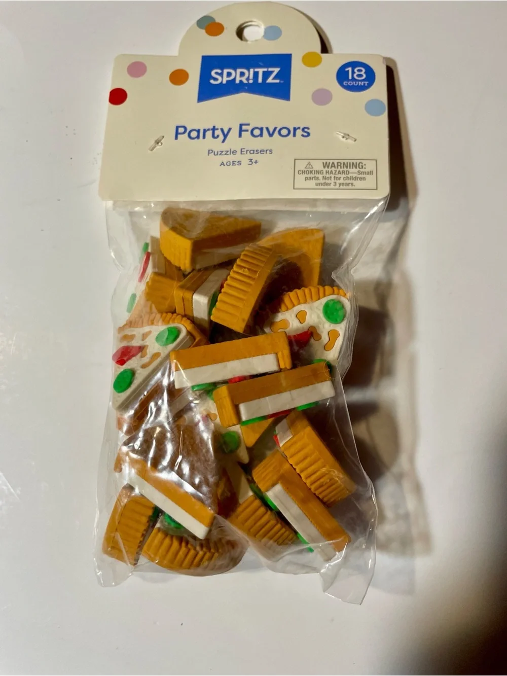 Spritz Party Favors Puzzle Erasers in Brown with Green & Red Accents (18 Count)
